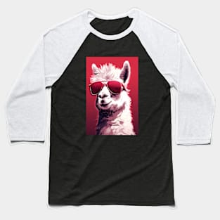 Funny And Cool Llama Wearing A Pink Sunglasses shirt Baseball T-Shirt